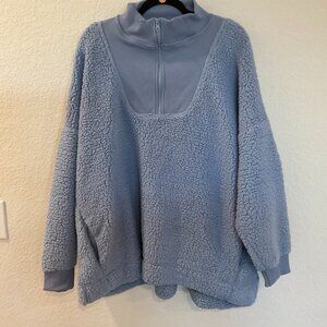 NWT Aerie Blue Sherpa Quarter Zip